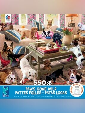 Paws Gone Wild Puzzle - Colorful Puppy Party (550 Pieces) NIP